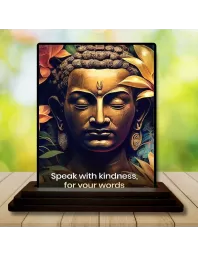 Car Dashboard Gautama Buddha Wooden Photo Stand  3x4 Inches, Compact & Stylish Spiritual Display For Car, Home & Office (Pack Of 1) (F49167)
