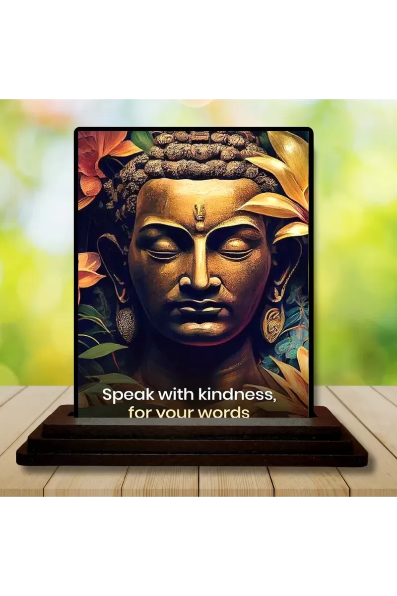 Car Dashboard Gautama Buddha Wooden Photo Stand  3x4 Inches, Compact & Stylish Spiritual Display For Car, Home & Office (Pack Of 1) (F49167)