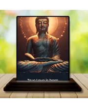 Car Dashboard Gautama Buddha Wooden Photo Stand  3x4 Inches, Compact & Stylish Spiritual Display For Car, Home & Office (Pack Of 1) (F49168)