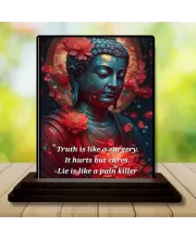 Car Dashboard Gautama Buddha Wooden Photo Stand  3x4 Inches, Compact & Stylish Spiritual Display For Car, Home & Office (Pack Of 1) (F49169)
