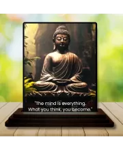 Car Dashboard Gautama Buddha Wooden Photo Stand  3x4 Inches, Compact & Stylish Spiritual Display For Car, Home & Office (Pack Of 1) (F49170)