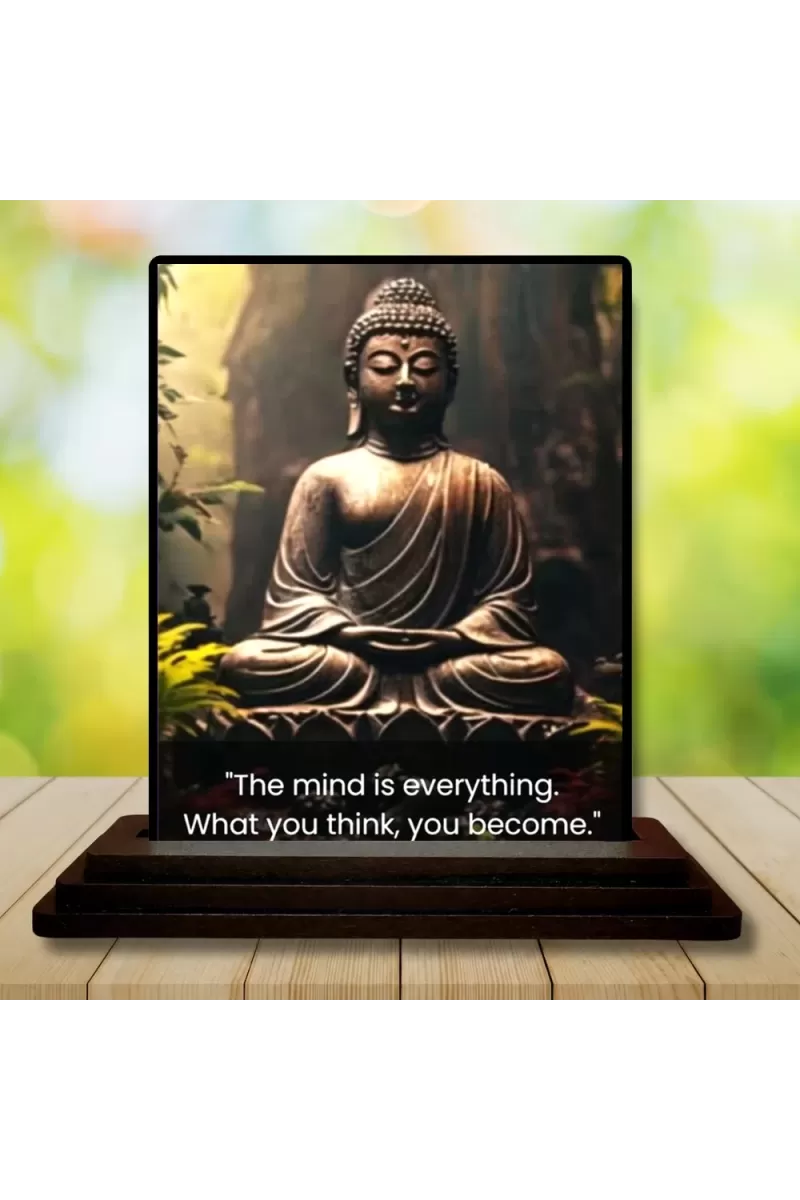 Car Dashboard Gautama Buddha Wooden Photo Stand  3x4 Inches, Compact & Stylish Spiritual Display For Car, Home & Office (Pack Of 1) (F49170)