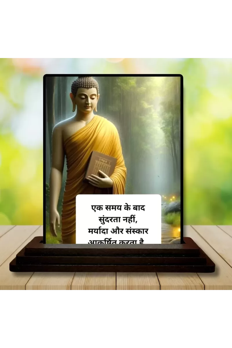 Car Dashboard Gautama Buddha Wooden Photo Stand  3x4 Inches, Compact & Stylish Spiritual Display For Car, Home & Office (Pack Of 1) (F49172)