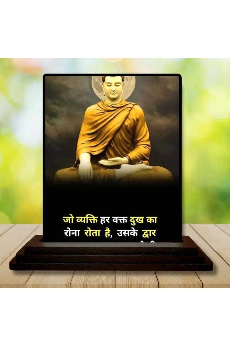 Car Dashboard Gautama Buddha Wooden Photo Stand  3x4 Inches, Compact & Stylish Spiritual Display For Car, Home & Office (Pack Of 1) (F49173)