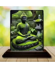 Car Dashboard Gautama Buddha Wooden Photo Stand  3x4 Inches, Compact & Stylish Spiritual Display For Car, Home & Office (Pack Of 1) (F49174)