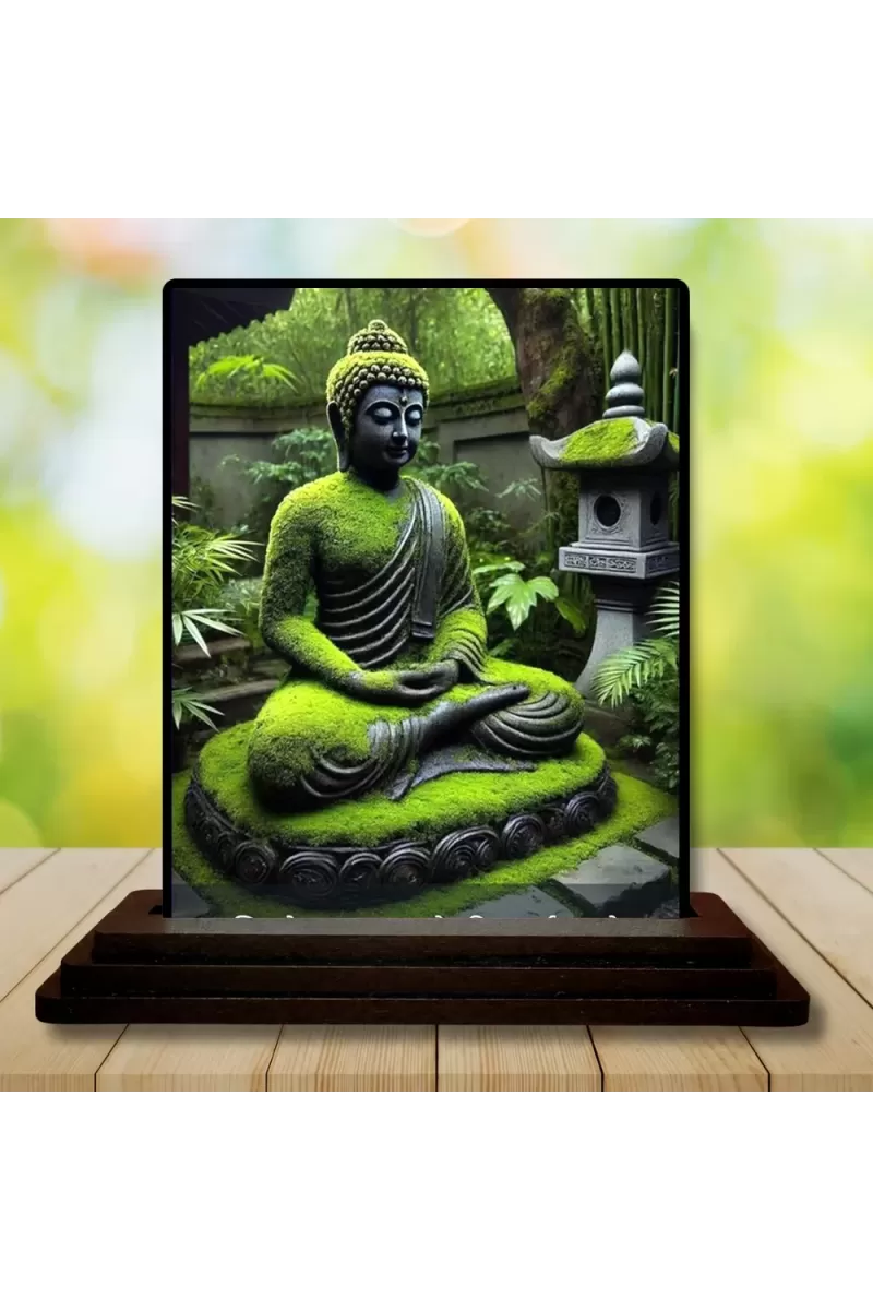 Car Dashboard Gautama Buddha Wooden Photo Stand  3x4 Inches, Compact & Stylish Spiritual Display For Car, Home & Office (Pack Of 1) (F49174)