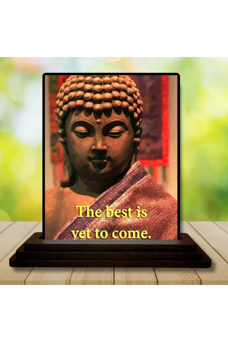 Car Dashboard Gautama Buddha Wooden Photo Stand  3x4 Inches, Compact & Stylish Spiritual Display For Car, Home & Office (Pack Of 1) (F49175)