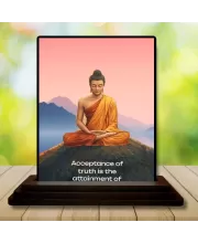 Car Dashboard Gautama Buddha Wooden Photo Stand  3x4 Inches, Compact & Stylish Spiritual Display For Car, Home & Office (Pack Of 1) (F49177)