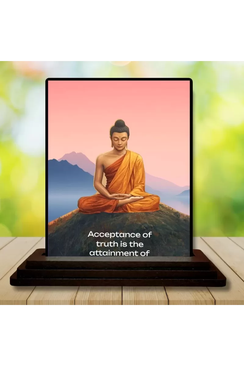 Car Dashboard Gautama Buddha Wooden Photo Stand  3x4 Inches, Compact & Stylish Spiritual Display For Car, Home & Office (Pack Of 1) (F49177)