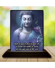 Car Dashboard Gautama Buddha Wooden Photo Stand  3x4 Inches, Compact & Stylish Spiritual Display For Car, Home & Office (Pack Of 1) (F49178)