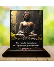 Car Dashboard Gautama Buddha Wooden Photo Stand  3x4 Inches, Compact & Stylish Spiritual Display For Car, Home & Office (Pack Of 1) (F49179)