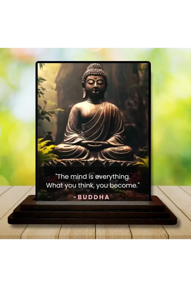 Car Dashboard Gautama Buddha Wooden Photo Stand  3x4 Inches, Compact & Stylish Spiritual Display For Car, Home & Office (Pack Of 1) (F49179)