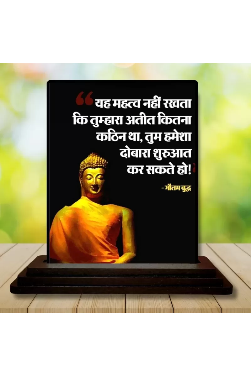 Car Dashboard Gautama Buddha Wooden Photo Stand  3x4 Inches, Compact & Stylish Spiritual Display For Car, Home & Office (Pack Of 1) (F49180)
