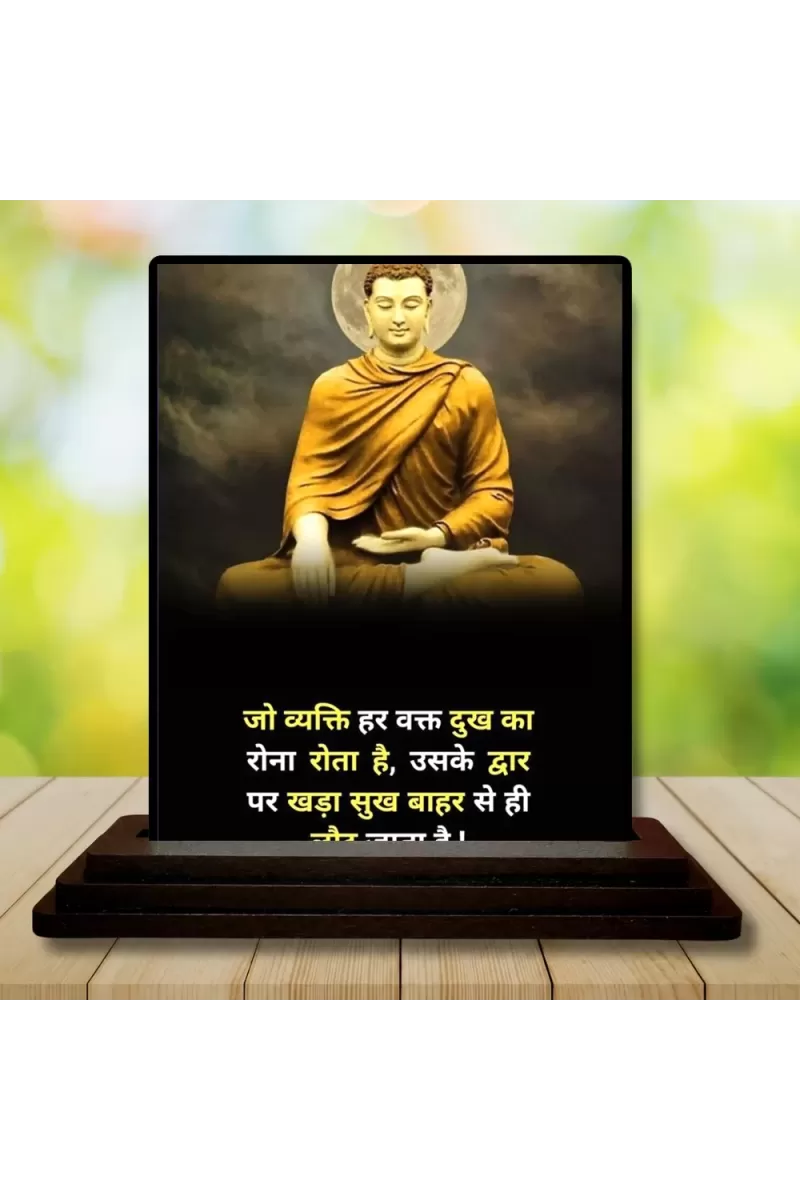 Car Dashboard Gautama Buddha Wooden Photo Stand  3x4 Inches, Compact & Stylish Spiritual Display For Car, Home & Office (Pack Of 1) (F49181)