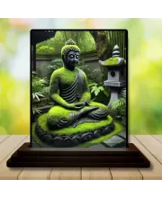 Car Dashboard Gautama Buddha Wooden Photo Stand  3x4 Inches, Compact & Stylish Spiritual Display For Car, Home & Office (Pack Of 1) (F49182)