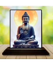 Car Dashboard Gautama Buddha Wooden Photo Stand  3x4 Inches, Compact & Stylish Spiritual Display For Car, Home & Office (Pack Of 1) (F49185)