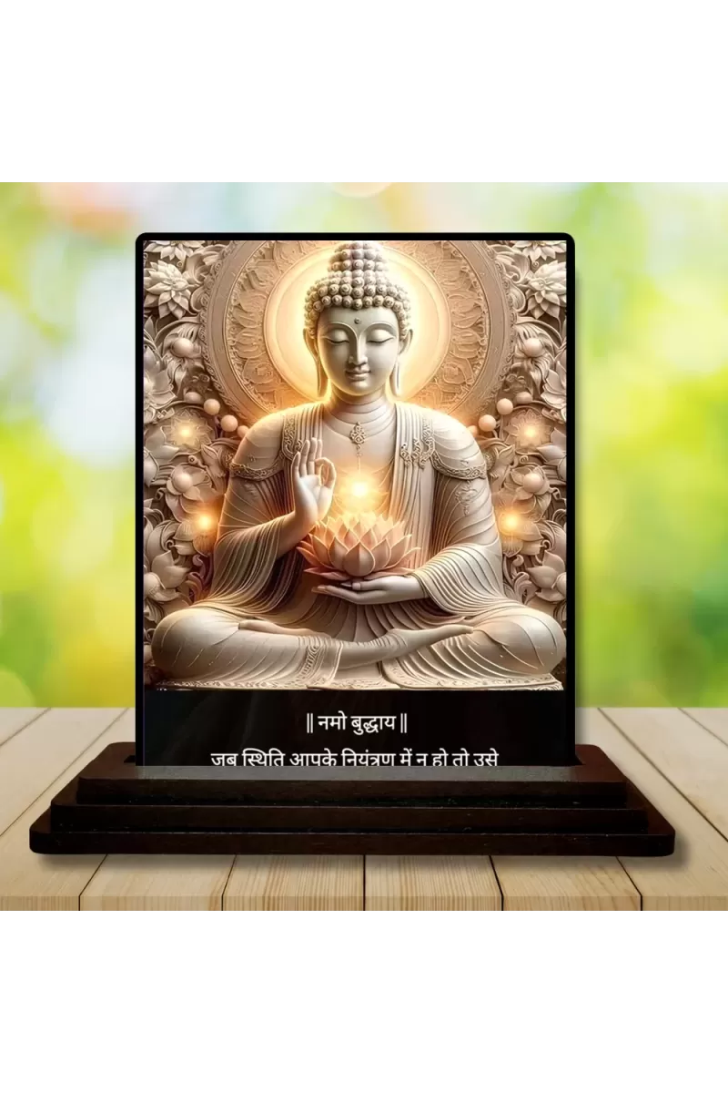 Car Dashboard Gautama Buddha Wooden Photo Stand  3x4 Inches, Compact & Stylish Spiritual Display For Car, Home & Office (Pack Of 1) (F49186)