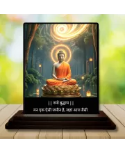 Car Dashboard Gautama Buddha Wooden Photo Stand  3x4 Inches, Compact & Stylish Spiritual Display For Car, Home & Office (Pack Of 1) (F49187)