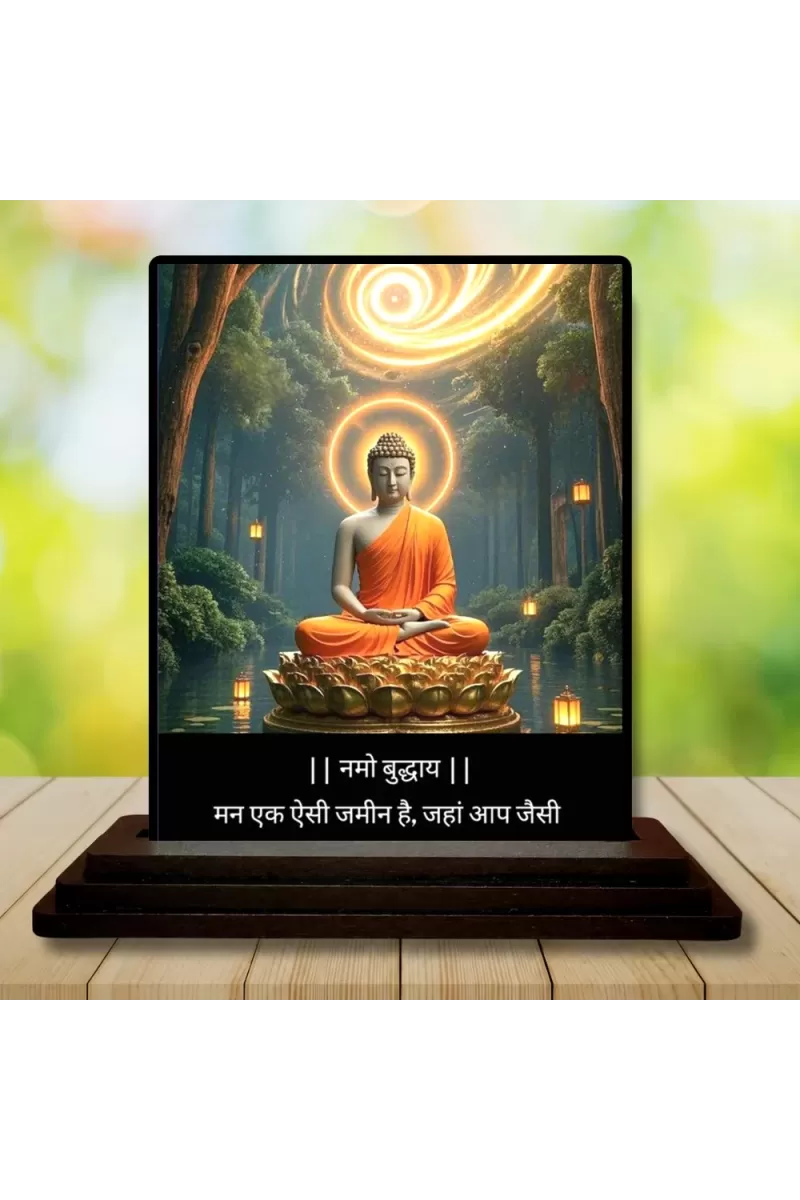 Car Dashboard Gautama Buddha Wooden Photo Stand  3x4 Inches, Compact & Stylish Spiritual Display For Car, Home & Office (Pack Of 1) (F49187)
