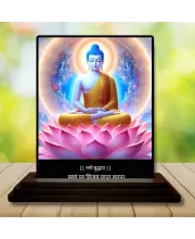 Car Dashboard Gautama Buddha Wooden Photo Stand  3x4 Inches, Compact & Stylish Spiritual Display For Car, Home & Office (Pack Of 1) (F49188)