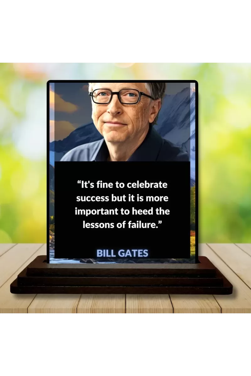 Car Dashboard Bill Gates Wooden Photo Stand  3x4 Inches, Compact & Stylish Spiritual Display For Car, Home & Office (Pack Of 1) (F49192)
