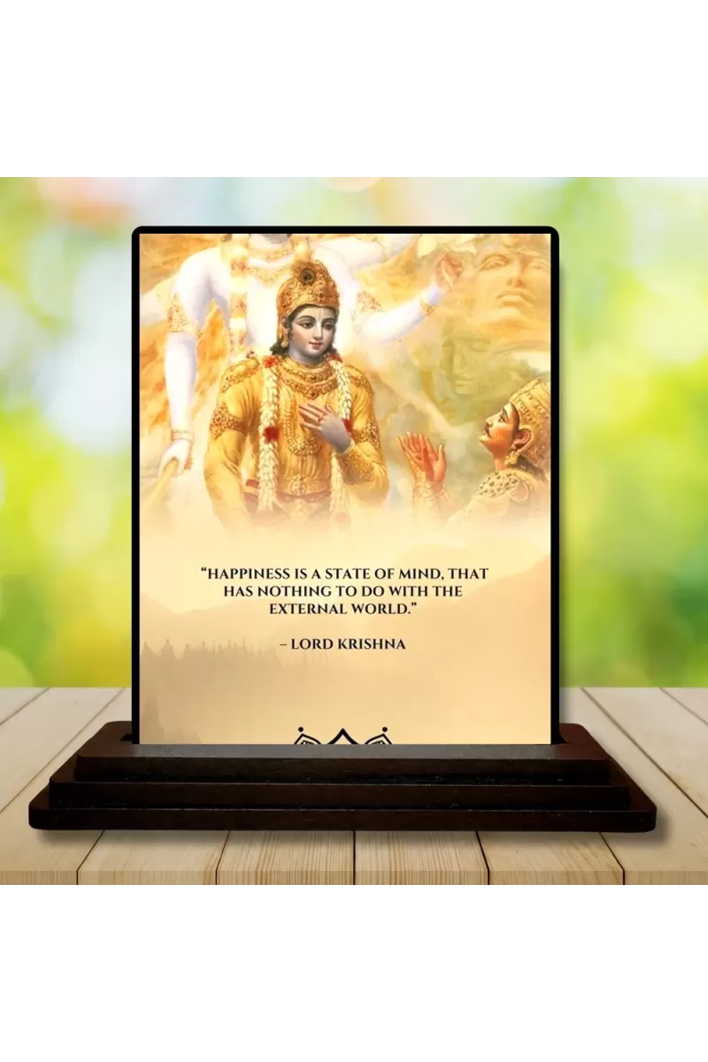 Car Dashboard Lord Shree Krishna Wooden Photo Stand  3x4 Inches, Compact & Stylish Spiritual Display For Car, Home & Office (Pack Of 1) (F49195)