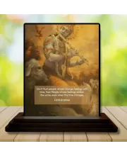 Car Dashboard Lord Shree Krishna Wooden Photo Stand  3x4 Inches, Compact & Stylish Spiritual Display For Car, Home & Office (Pack Of 1) (F49196)