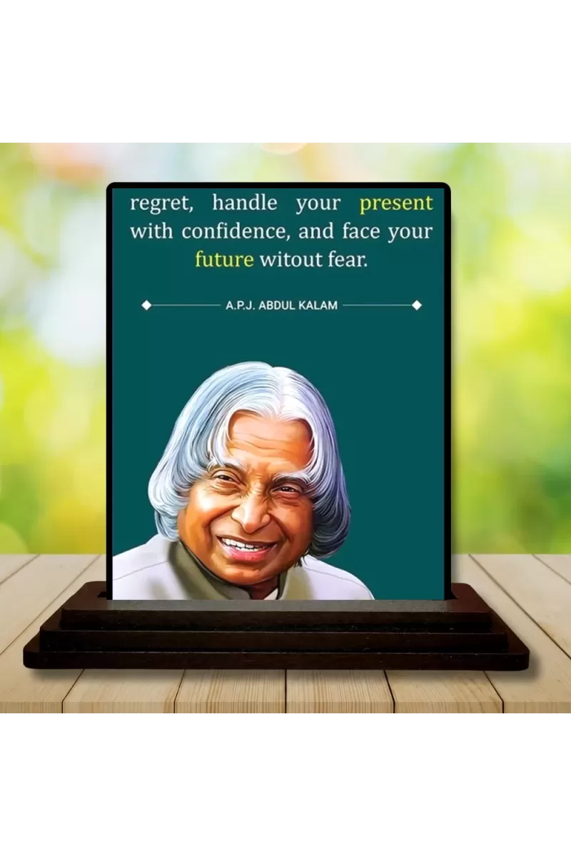 Car Dashboard A.P.J. Abdul Kalam Wooden Photo Stand  3x4 Inches, Compact & Stylish Spiritual Display For Car, Home & Office (Pack Of 1) (F49202)