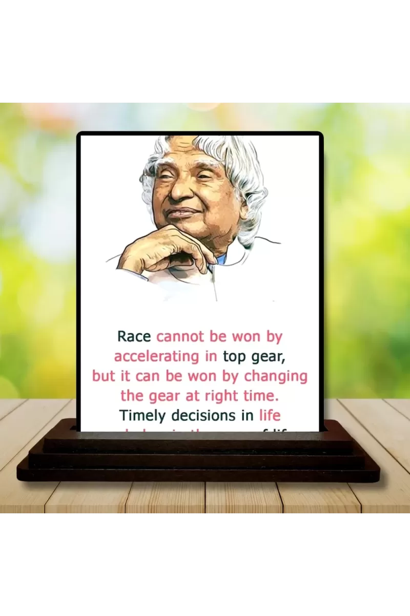 Car Dashboard Abdul Kalam Wooden Photo Stand  3x4 Inches, Compact & Stylish Spiritual Display For Car, Home & Office (Pack Of 1) (F49207)