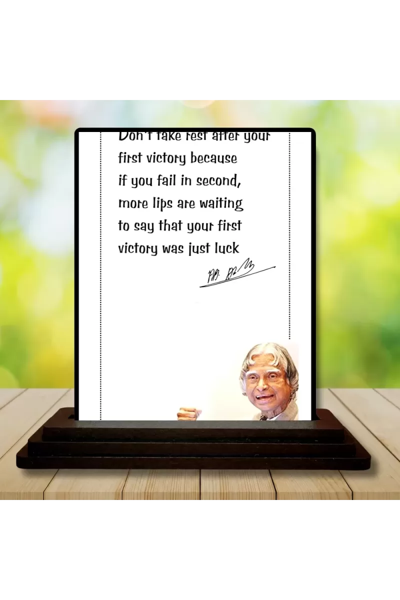 Car Dashboard APJ Abdul Kalam Wooden Photo Stand  3x4 Inches, Compact & Stylish Spiritual Display For Car, Home & Office (Pack Of 1) (F49209)