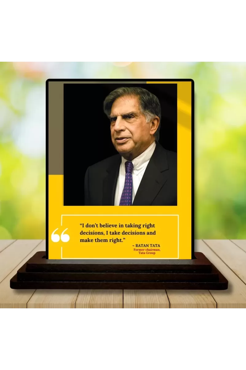 Car Dashboard Shree Ratan Tata Wooden Photo Stand  3x4 Inches, Compact & Stylish Spiritual Display For Car, Home & Office (Pack Of 1) (F49215)