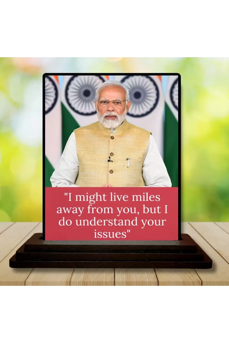 Car Dashboard Narendra Modi Wooden Photo Stand  3x4 Inches, Compact & Stylish Spiritual Display For Car, Home & Office (Pack Of 1) (F49236)