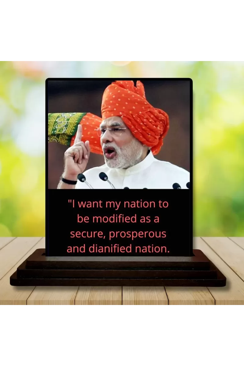 Car Dashboard Narendra Modi Wooden Photo Stand  3x4 Inches, Compact & Stylish Spiritual Display For Car, Home & Office (Pack Of 1) (F49237)