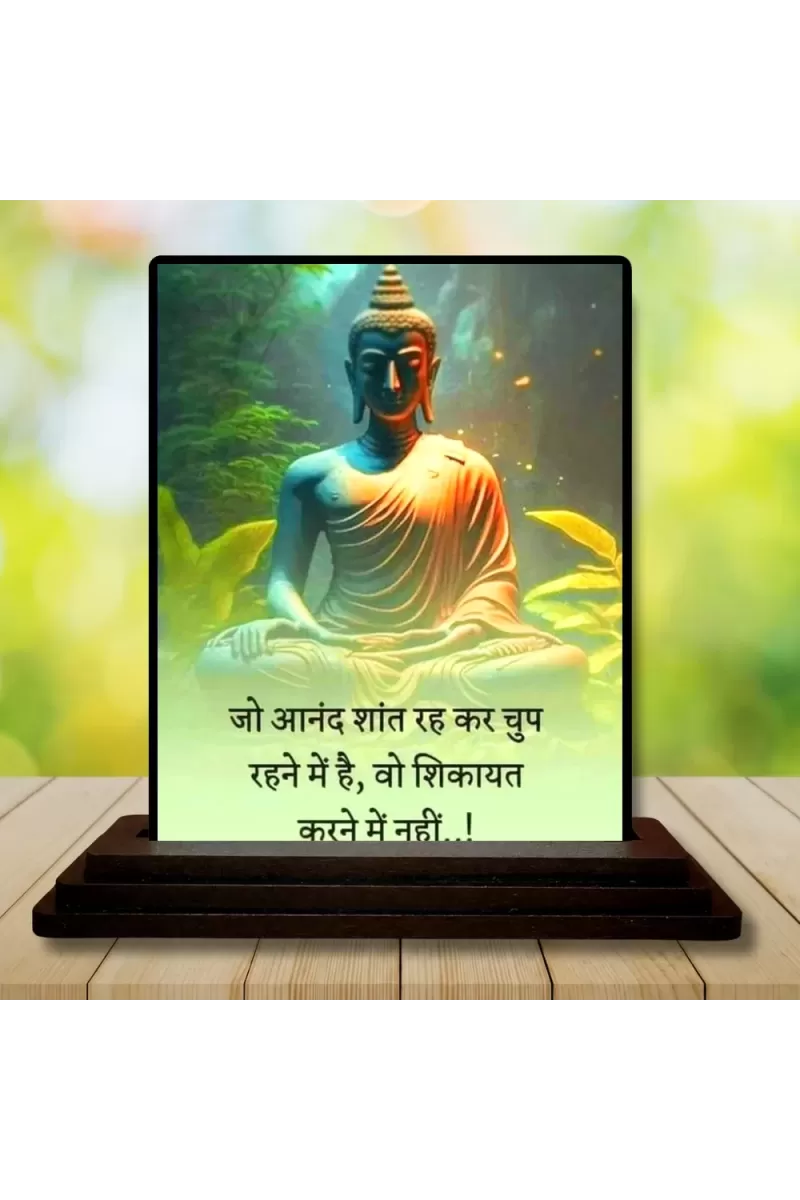 Car Dashboard Gautama Buddha Wooden Photo Stand  3x4 Inches, Compact & Stylish Spiritual Display For Car, Home & Office (Pack Of 1) (F49240)