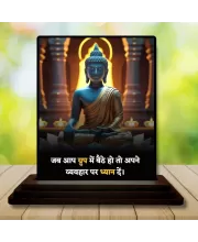 Car Dashboard Gautama Buddha Wooden Photo Stand  3x4 Inches, Compact & Stylish Spiritual Display For Car, Home & Office (Pack Of 1) (F49241)