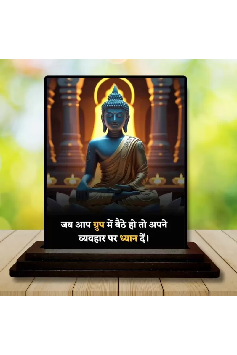 Car Dashboard Gautama Buddha Wooden Photo Stand  3x4 Inches, Compact & Stylish Spiritual Display For Car, Home & Office (Pack Of 1) (F49241)