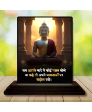 Car Dashboard Gautama Buddha Wooden Photo Stand  3x4 Inches, Compact & Stylish Spiritual Display For Car, Home & Office (Pack Of 1) (F49242)