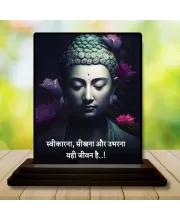 Car Dashboard Gautama Buddha Wooden Photo Stand  3x4 Inches, Compact & Stylish Spiritual Display For Car, Home & Office (Pack Of 1) (F49243)