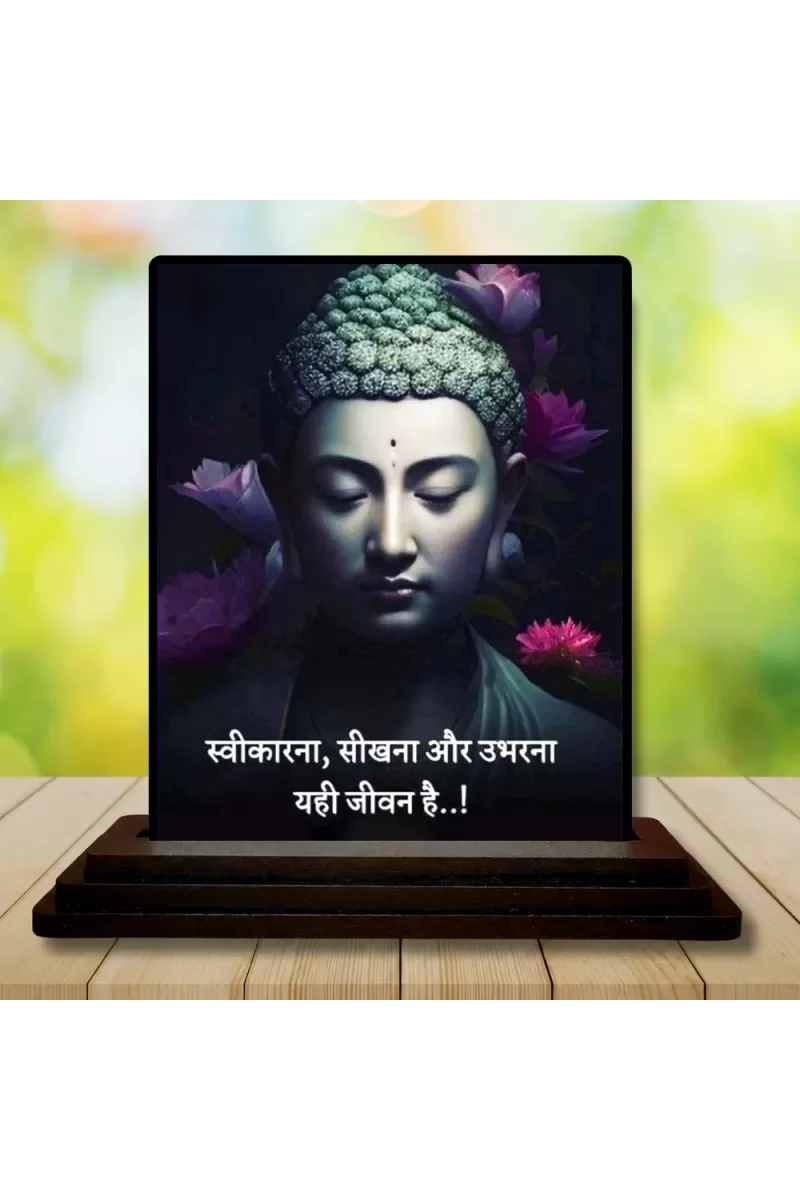 Car Dashboard Gautama Buddha Wooden Photo Stand  3x4 Inches, Compact & Stylish Spiritual Display For Car, Home & Office (Pack Of 1) (F49243)