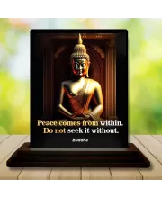 Car Dashboard Gautama Buddha Wooden Photo Stand  3x4 Inches, Compact & Stylish Spiritual Display For Car, Home & Office (Pack Of 1) (F49244)