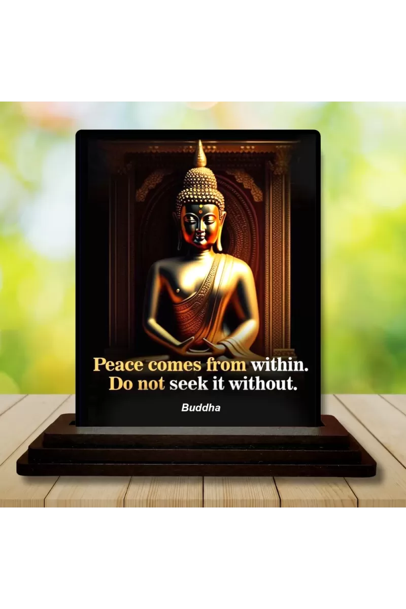 Car Dashboard Gautama Buddha Wooden Photo Stand  3x4 Inches, Compact & Stylish Spiritual Display For Car, Home & Office (Pack Of 1) (F49244)