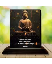 Car Dashboard Gautama Buddha Wooden Photo Stand  3x4 Inches, Compact & Stylish Spiritual Display For Car, Home & Office (Pack Of 1) (F49245)