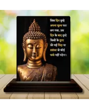 Car Dashboard Gautama Buddha Wooden Photo Stand  3x4 Inches, Compact & Stylish Spiritual Display For Car, Home & Office (Pack Of 1) (F49246)
