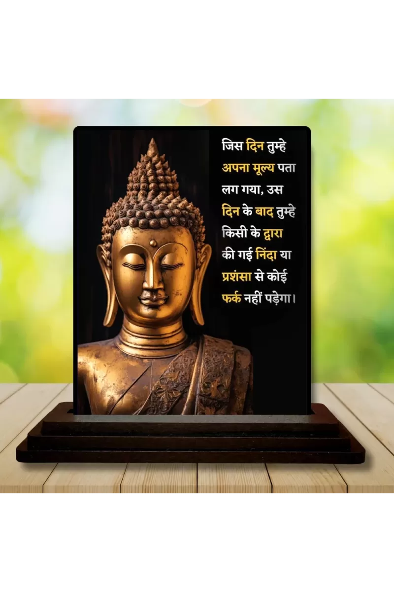 Car Dashboard Gautama Buddha Wooden Photo Stand  3x4 Inches, Compact & Stylish Spiritual Display For Car, Home & Office (Pack Of 1) (F49246)
