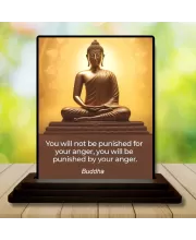 Car Dashboard Gautama Buddha Wooden Photo Stand  3x4 Inches, Compact & Stylish Spiritual Display For Car, Home & Office (Pack Of 1) (F49247)