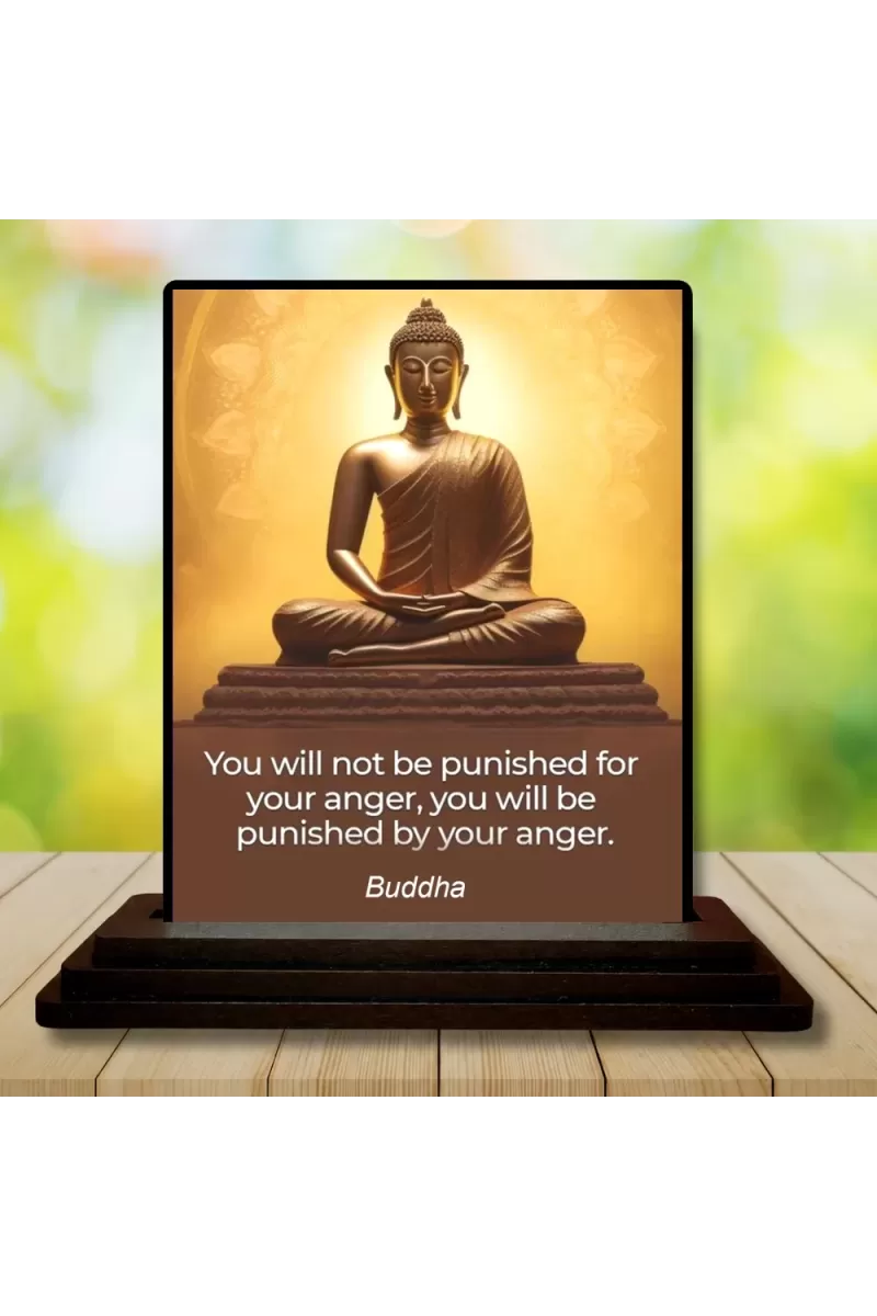 Car Dashboard Gautama Buddha Wooden Photo Stand  3x4 Inches, Compact & Stylish Spiritual Display For Car, Home & Office (Pack Of 1) (F49247)