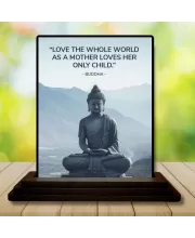 Car Dashboard Gautama Buddha Wooden Photo Stand  3x4 Inches, Compact & Stylish Spiritual Display For Car, Home & Office (Pack Of 1) (F49248)