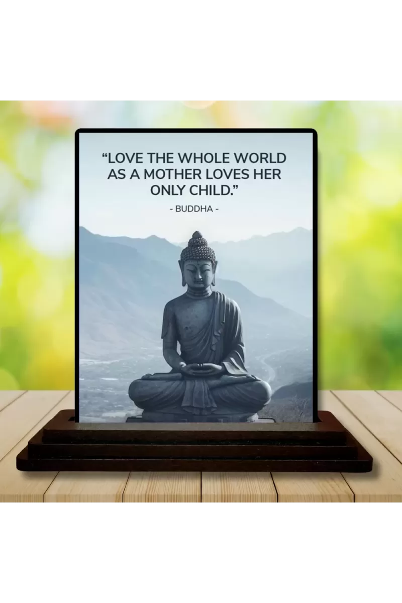 Car Dashboard Gautama Buddha Wooden Photo Stand  3x4 Inches, Compact & Stylish Spiritual Display For Car, Home & Office (Pack Of 1) (F49248)