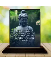 Car Dashboard Gautama Buddha Wooden Photo Stand  3x4 Inches, Compact & Stylish Spiritual Display For Car, Home & Office (Pack Of 1) (F49249)