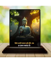 Car Dashboard Gautama Buddha Wooden Photo Stand  3x4 Inches, Compact & Stylish Spiritual Display For Car, Home & Office (Pack Of 1) (F49252)